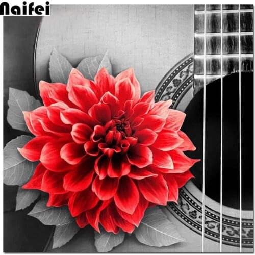 Full Square/round Diamond Painting guitar & red Flower Rhinestones Picture Embroidery Sale Diamond Mosaic Stitch New Arrival