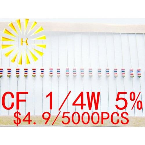CF 1/4W 5% On Tape 0.1-0.91R 0R 1R-10M Carbon Film Resistor x 5000PCS