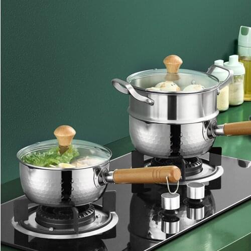 OAPE 2L Snow Pan Induction Cooker Soup Cooking Instant Noodle Bowl Mini Hot Nonstick Small Coffee Milk Pot With Transparent Lid