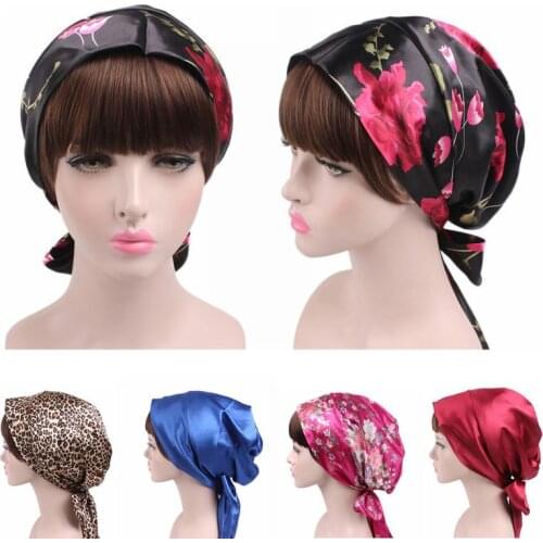 Beauty salon cap satin Sleep Night Cap Head Cover Bonnet Hat Silky Bonnet Hair Bathing Sleep Head Cover Wrap Hat