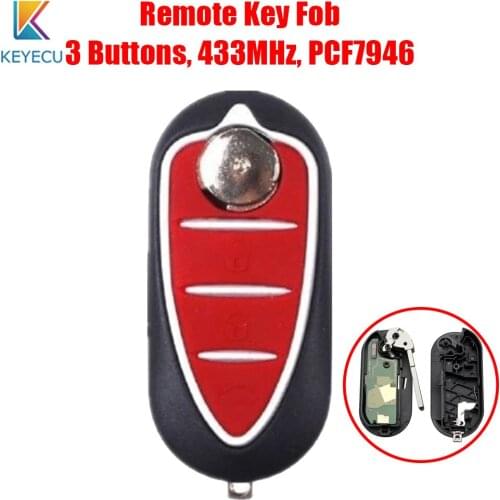 KEYECU Flip Remote Control Car Key 3 Buttons 433MHz with PCF7946 Chip for Alfa Romeo Giulietta 2010- Marelli BSI Syste