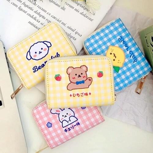 Short Cute Wallet Korean Cartoon Cute Bear Small Mini Coin Wallet Purse Cash Organizer Money Bag Purse Wallet