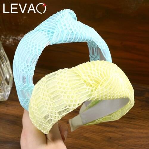 Levao New Net Yarn Center Knot Headband For Women Solid Color Knotted Hairbands Hair Accessories 2021 Headwear