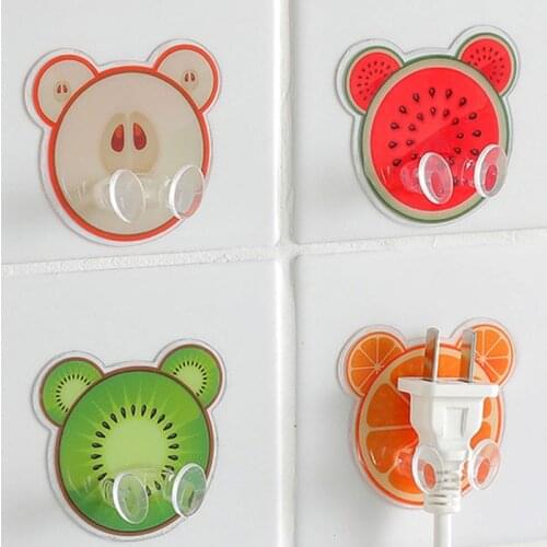 Fruit Pattern Socket Storage Rack Multifunctional Power Cord Plug Stick Hooks Keys Holder Hot Kitchen Tool Hanger Home Organizer