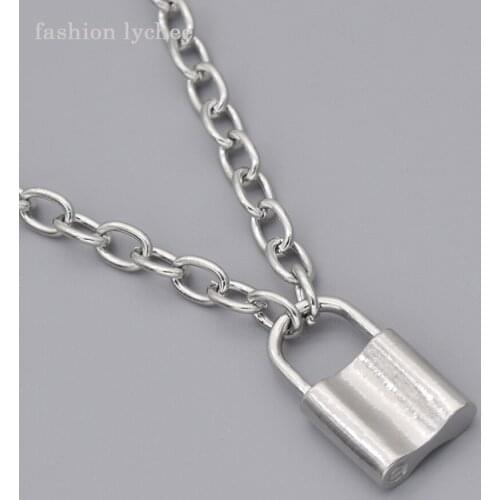 Fashion lychee Silver Color Metal Creative Lock Shape Pendant Necklace For Women Birthday Fashion Jewelry Gift