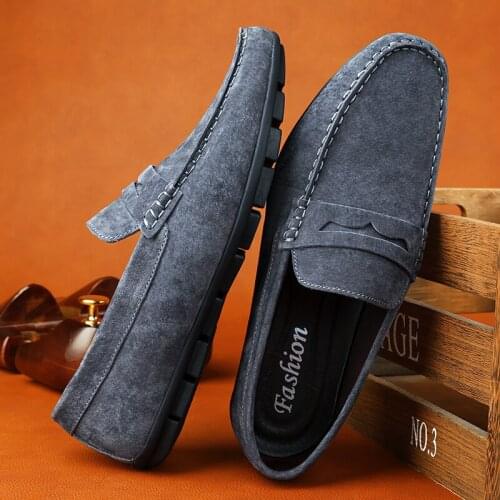 Men Casual Shoes New Top Quality Mens Shoes Genuine Leather Suede Loafers Man Moccasins Slip On Male Flats Luxury Driving Shoes