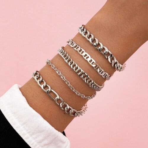 Men Bracelet Silver Color Stainless Steel Cuban Brake Link Chain Bracelets Male Jewelry Hip Hop Gift Rock PUNK Simple Hand Chain