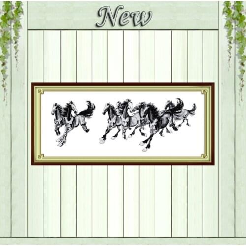 Eight steeds picture decor paintings counted printed on canvas DMC 14CT 11CT Chinese Cross Stitch Needlework Set Embroidery kits