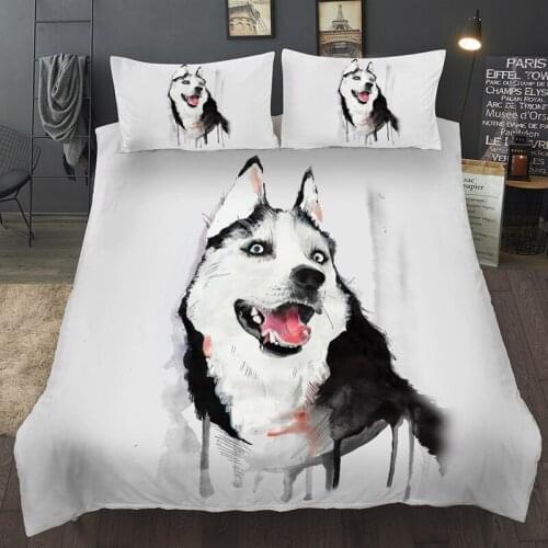Watercolor Pet Dog Bedding Set Art Single Double Duvet Cover Set Queen King Twin Full Size Bed Linen For Girls And Boys Home Bed