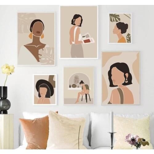 Wall Art Canvas Painting Abstract Fashion Dress Girl Illustration Nordic Posters And Prints Wall Pictures For Living Room Decor