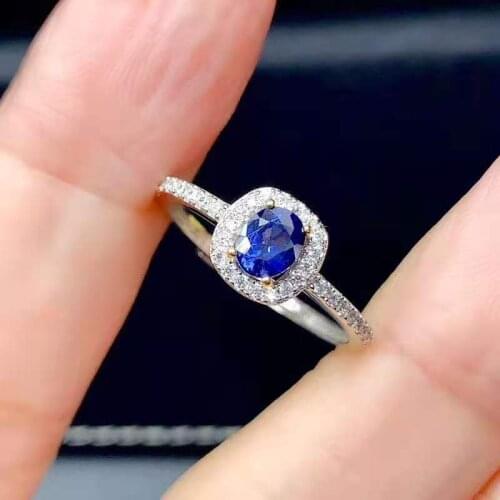Natural Sapphire Gemstone Ring S925 Sterling Silver Fine Fashion Charming Jewelry for Women Free Shipping MeibaPJFS
