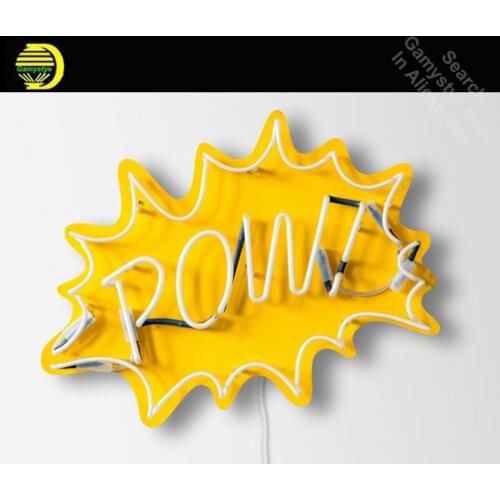 Neon Sign for POW! Pop Art Neon Bulb sign handcraft neon signboard 1950s post-war consumer boom with yellow board