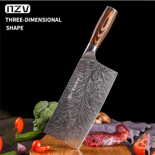 Cleaver knife Kitchen Chef Knife Stainless Steel Razor Sharp Slicing Knife Meat Chopping Knife Wood Handle Chinese butche Knife
