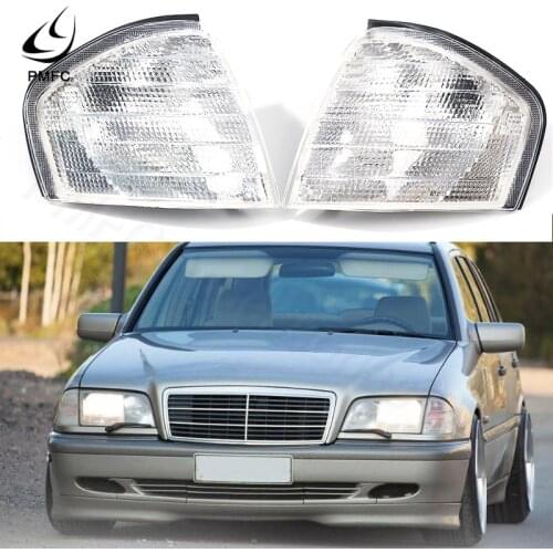 PMFC 1pair Clear Lens Car Side Corner Light Turn Signal Lamp Frame Cover For Mercedes Benz C Class W202 C230C280 1994-2000