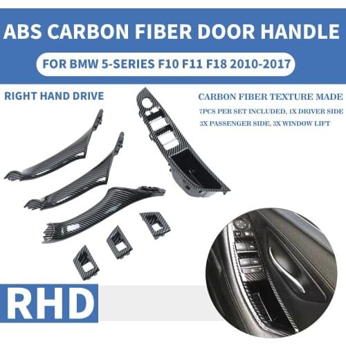 Right Hand Drive RHD Car Carbon Fiber ABS For BMW 5-series F10 F11 F18 Interior Inner Door Pull Handle Trim Cover Panel 520 525