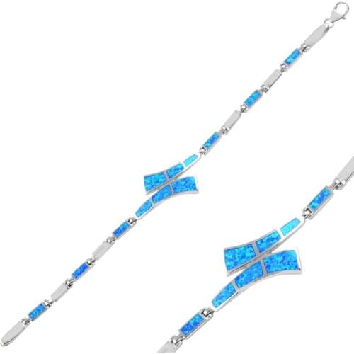 Silver 925 Sterling Opal Gemstone Bracelet