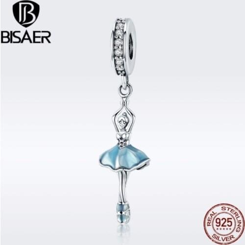 Authentic 100% 925 Sterling Silver Blue CZ Ballet Girl My Little Angel Charm Fit Charms Original 925 Bracelet Fine Jewelry