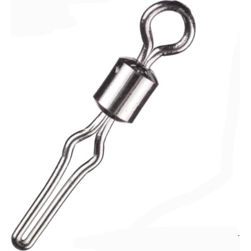 50pcs Fishing Swivel Hook Connector with Side Line Clip Fishhooks Rolling Swivel Bearing Snap Fishing Hook Accessorries Tackle