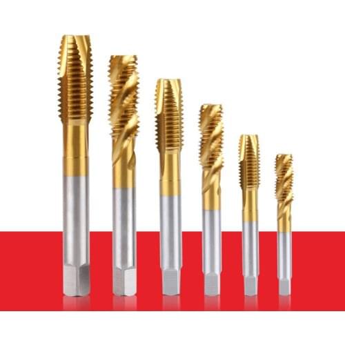 M12 Tapping Drill Bit Titanium Plated Straight Groove Spiral Tap for Stainless Steel