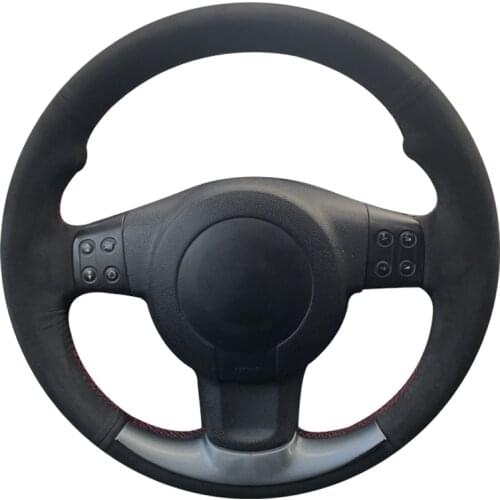 Black Suede Hand-stitched Car Steering Wheel Cover for Seat Leon (1P) FR 2007 Leon (1P) Cupra 2007 Ibiza (6L) FR 2006