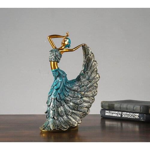 Dancer Figurines Peacock Abstract Art Ornament Statue Resin Sculpture Model Home Office Decoartion Craft Desktop Decor