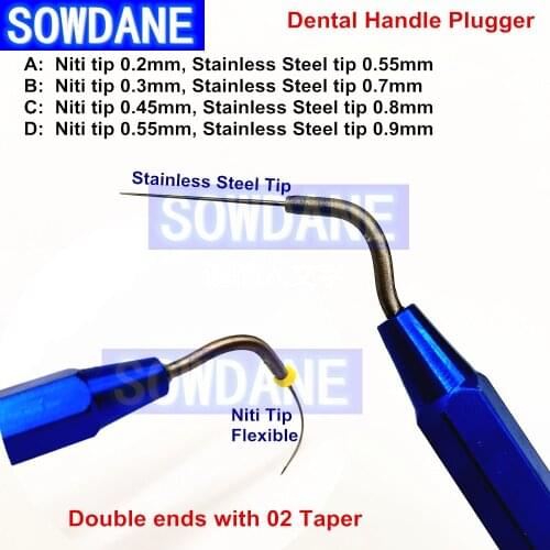 2 pieces Dental Hand Plugger NITI Tip Flexible Dentist Endodontic Probe Instruments Fill Obturation Endo Materials Spatula Tool