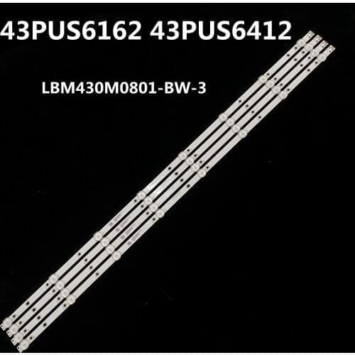 LED backlight strip 8 lamp for PHILIPS 43"TV 43PUS6162 43PUS6412 LBM430M0801-BW-3 TPT430U3-EQYSHM.G TPT430H3-QVN01.U LB43104