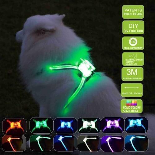 Led usb dog harness fashion pet harness collar led dog led rechargable dog harness