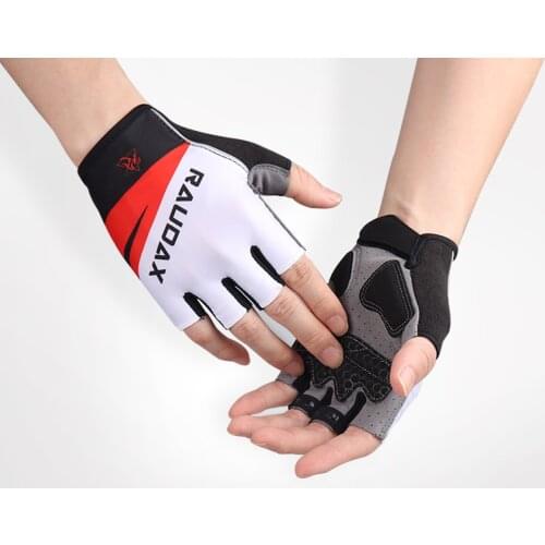 Raudax Cycling Gloves Mens Womens MTB Road Gloves Reflective Mountain Bike Half Finger Gloves Bicycle Non-slip Sports Gloves