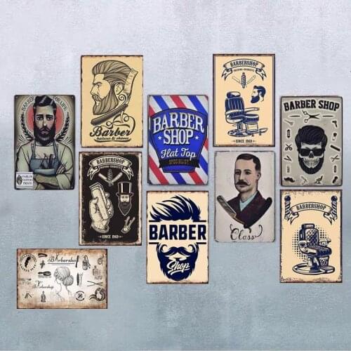 Vintage Barber Shop Decoration Haircut&shave Beard Tin Signs Metal Plate Advertising Wall Poster Pub Store Shop Home Decor