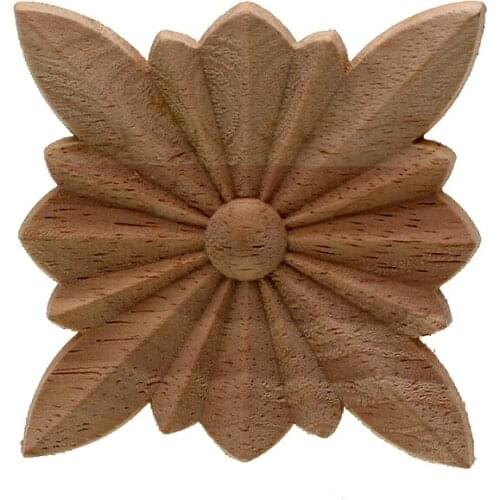 VZLX Vintage Unpainted Wood Carved Corner Onlay Applique Frame Background Home Furniture Wall Cabinet Door Decor decoration