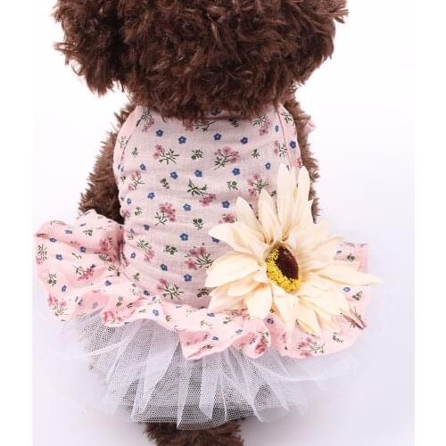 Dog Cat Dress Shirt Floral Pet Puppy Braces Skirt Spring/Summer Apparel 2 Colours 5 Sizes