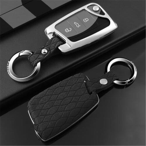 Suede Fur Car Key Case Full Cover For VW Volkswagen Polo Passat Golf 7 mk4 Skoda Superb A7 Passat Beetle Tiguan Skoda Octavia