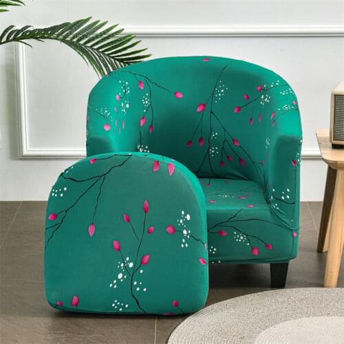 Green Floral Club Chair Cover Elastic Split Style Armchair Sofa Slipcover Living Room Stretch Spandex Couch Cover Home Decor