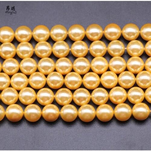 Natural Yellow Color Shell Pearl Round Loose Beads 6-12mm Pick Size Spacer Beads For Jewelry Making DIY Bracelet Accessories