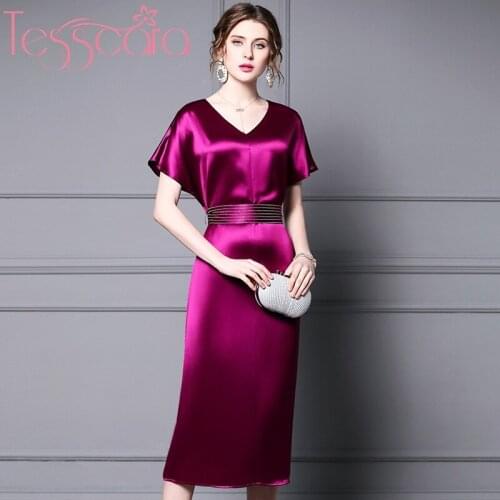 TESSCARA Women Runway Designer Luxury Satin Dress Festa High Quality Elegant Evening Party Robe Femme Vintage Vestidos