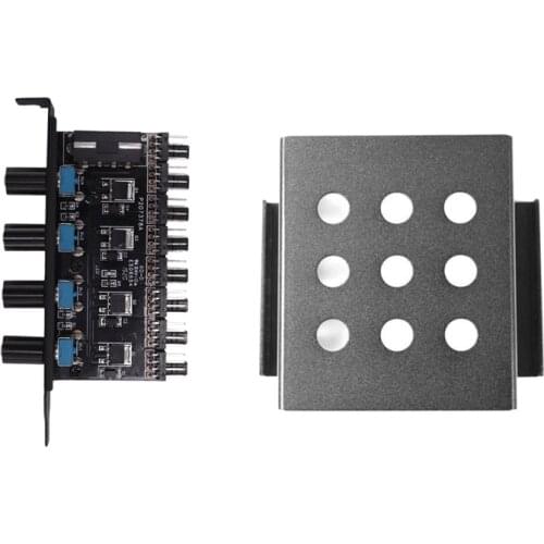 1 Pcs 8 Channels Fan Hub 4 Knob Cooling Fan Speed Controller & 1 Pcs 4-Bay 3.5 Inch to 2.5 Inch Hard Drive Caddy Bracket