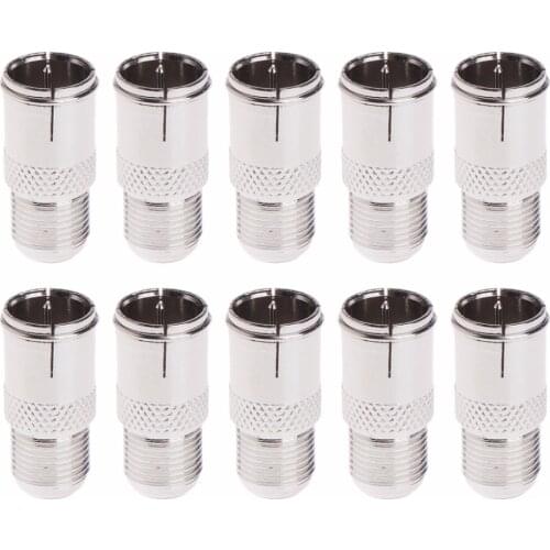 10Pcs Quick Fit F Connector Male Plug To Female Adapter - Push On RF Coaxial