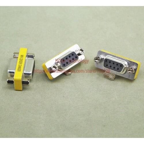 10pcs/lot) RS232 DB9 Black Serial Port Connector 9 Pin D Sub Female To Female Mini Gender Changer