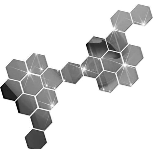​24Pcs 3D Hexagon New And High Quality Mirror Wall Sticker Art Tile Decal Home Living Room Dining Room De