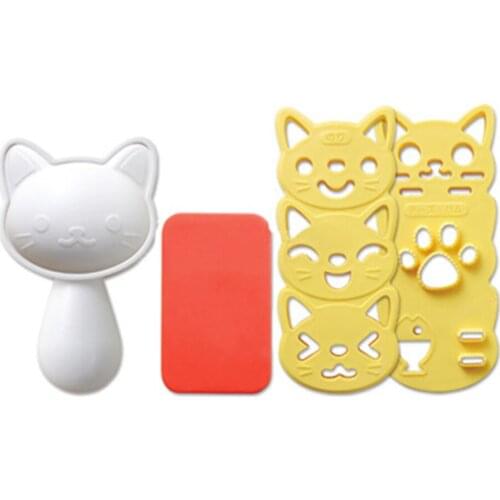 3Pcs/Set Cute Smile Cat Sushi Rice Mold Decoration Cutter Bento Maker Sandwich Cartoon Lunch Mold DIY Kitchen Tool