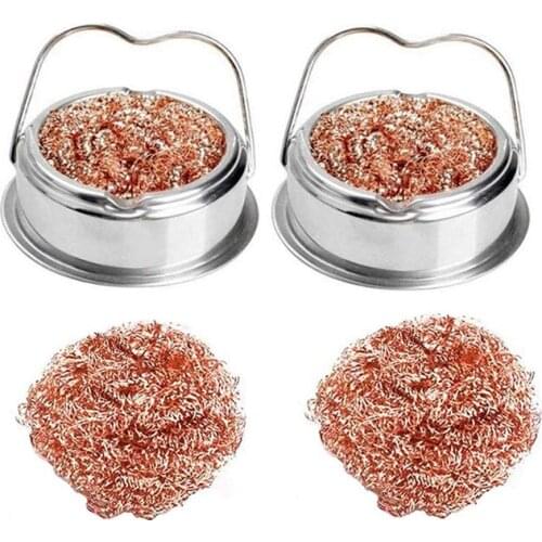 4 Soldering Tip Cleaning Ball and 2 Base Soldering Tip Iron Cleaner Solder Iron Tip Holder Brass Tip Cleaner Kit