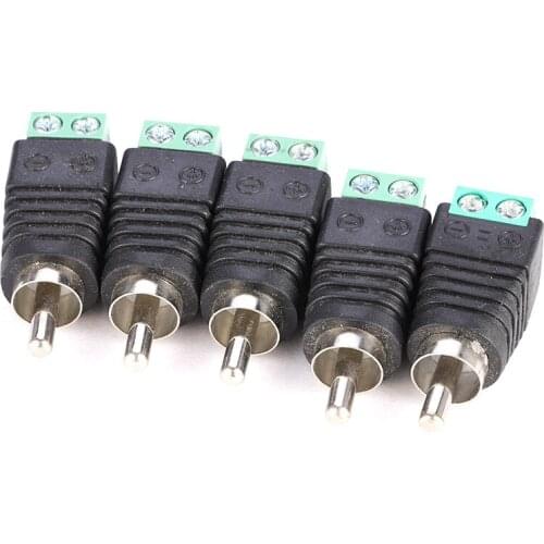 5PCS DC RCA Connector 2 Poles AV Avoid Welding Plug Male Head AV to DC Positive and Negative Terminals RCA Wire Connector