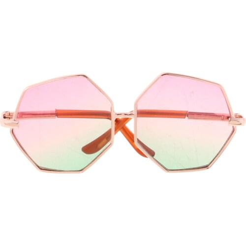 Doll Accessories Metal Frame Hexagon Glasses Sunglasses for 1/6 Blythe Dolls Pink & Green