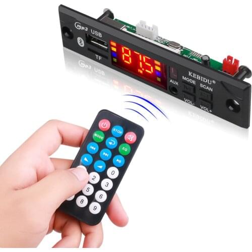 Kebidu Car Audio USB TF FM Radio Module Wireless Bluetooth 5V 12V MP3 WMA Decoder Board MP3 Player with Remote Control For Car
