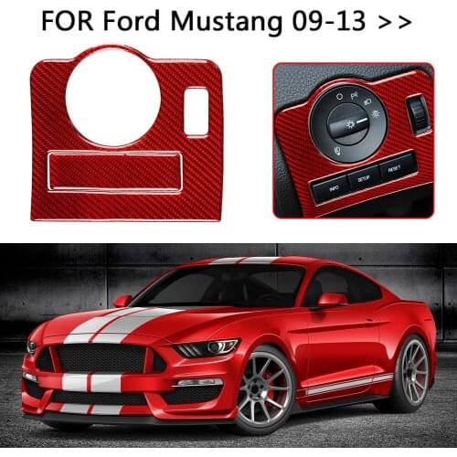 Car Interior Carbon Fiber Headlight Switch Frame Trim Cover Auto Stickers Decoration for Ford Mustang 2009-2013 Styling Accessor