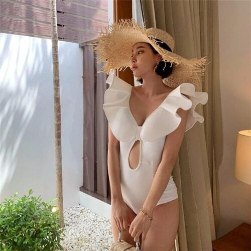 One Piece Women Swimsuit Push Up Female Suit Bath Dress Beachwear Korean 2020 New White Feeling Japan Korea Backless Solid