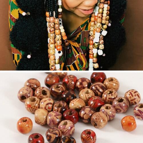 100 PCs/bag 9*10mm Aperture: 3mm Hole Wooden Hair Beads Wood African Hair Braid Tube Rings Dreadlock Accessories for Dreadlock