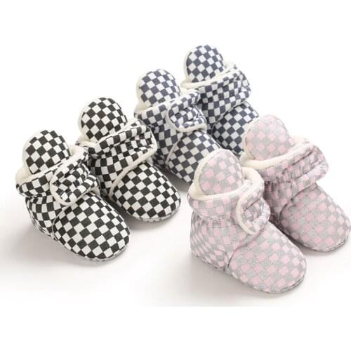Prewalker Baby Winter New Chessboard Fashion Warm Comfort Baby Boots 0-18 Months Baby Casual Shoes Toddlers