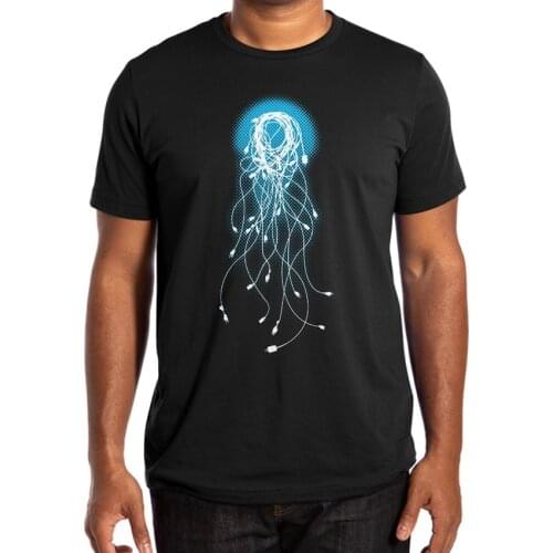 Electric Jellyfish T Shirt Usb Wires Glow Jelly Fish Asphalt Fourcolourblack Funny Tees Harajuku Streetwear
